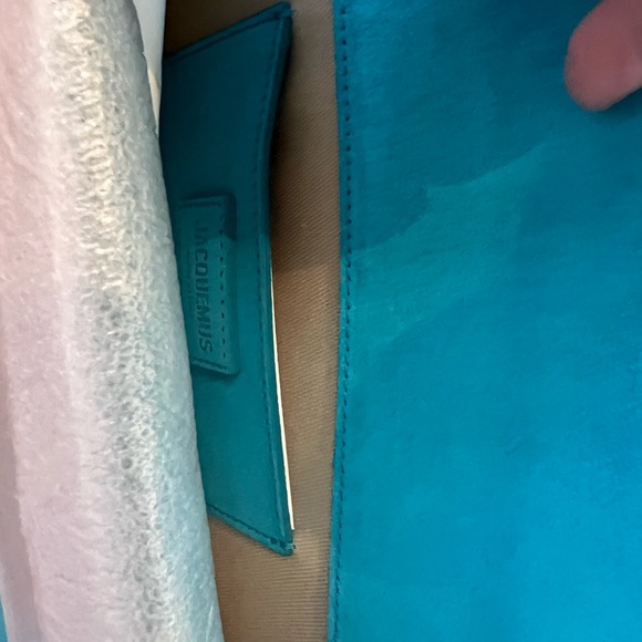 JACQUEMUS Le Bambino Long suede shoulder bag NWT DARK TURQUOISE - Picture 5 of 9